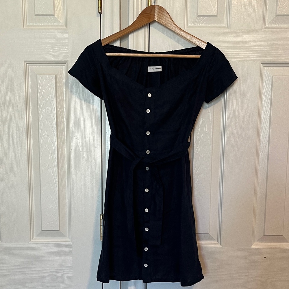 Faithfull the Brand Navy Button-Down Mini Dress